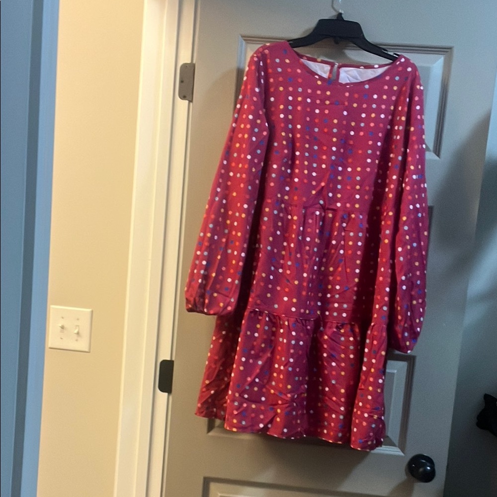 SHEIN Pink Bishop Sleeve Sundress Casual